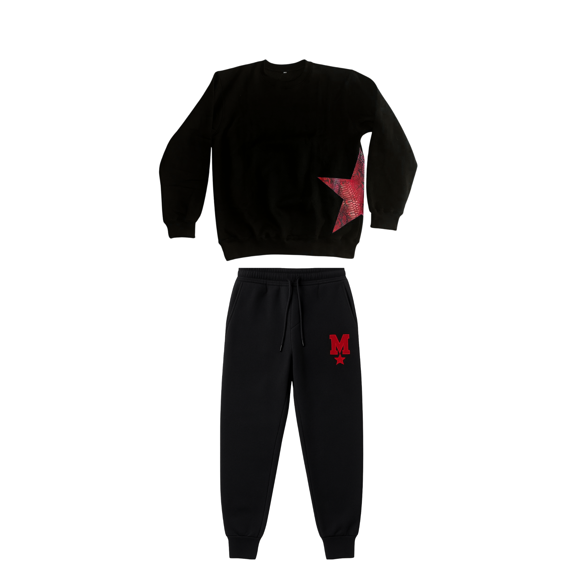 PRE-ORDER | Black Star Collection Red Leather Snake Skin Sweatsuit