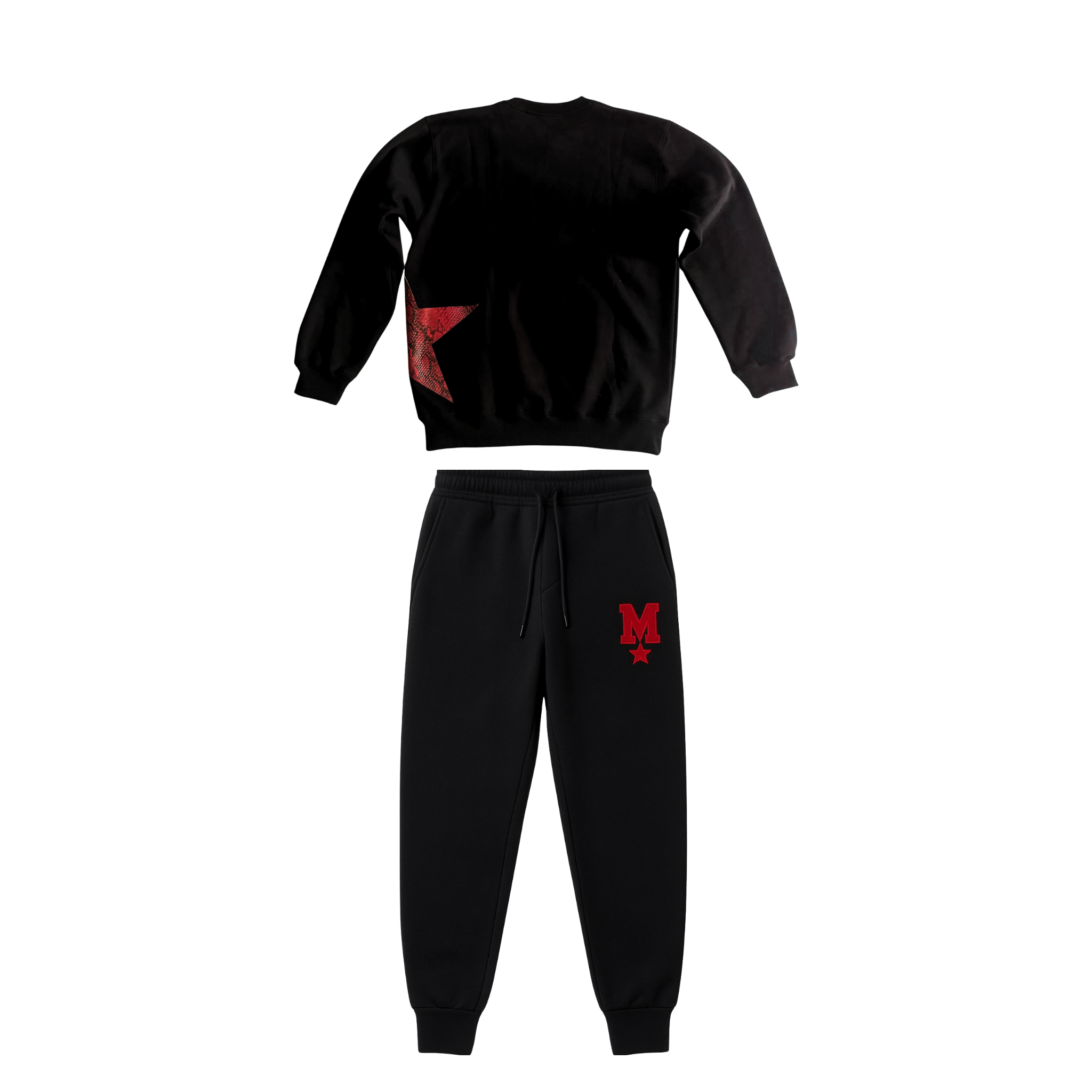 PRE-ORDER | Black Star Collection Red Leather Snake Skin Sweatsuit