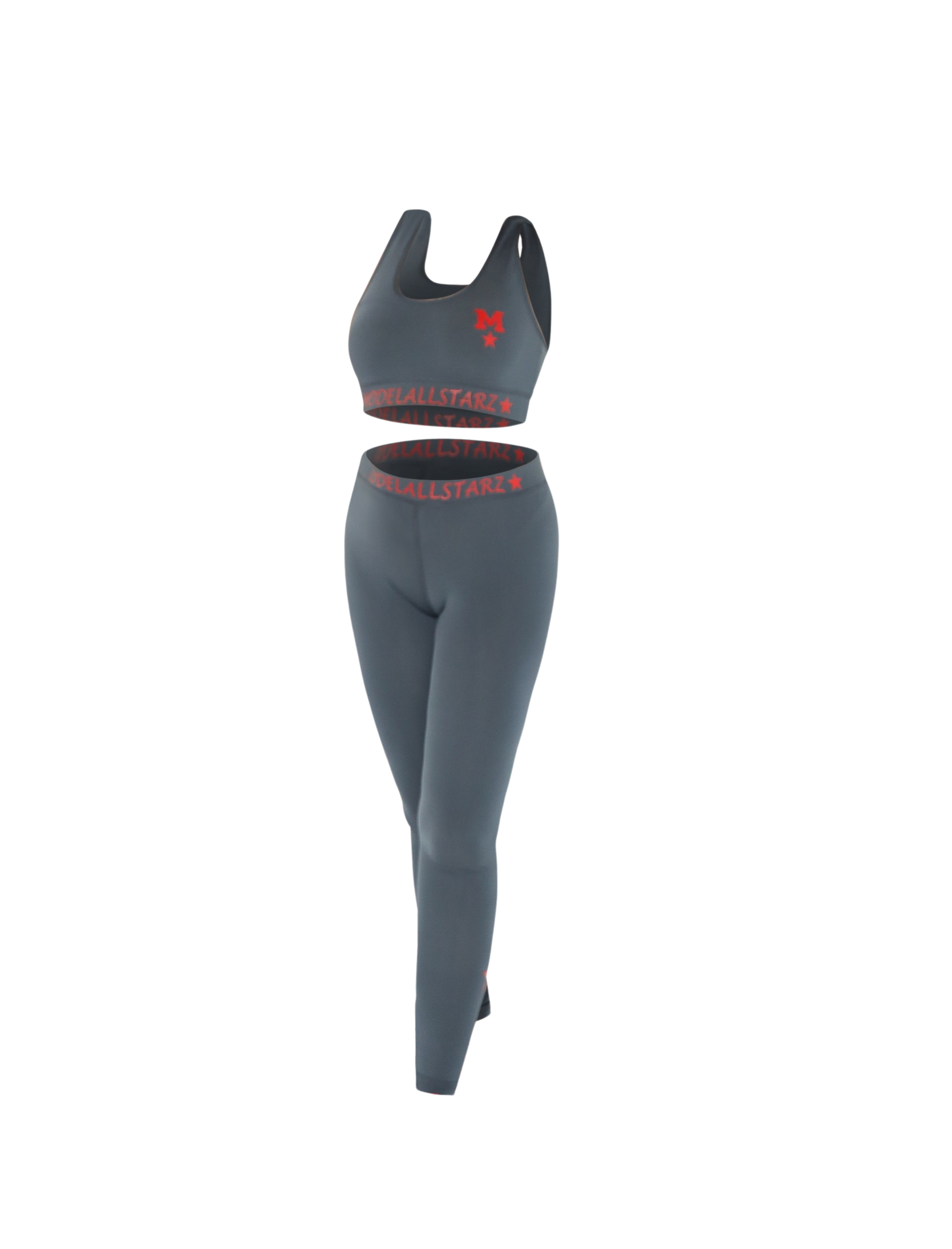 Grey & Red Model Allstarz Legging Set